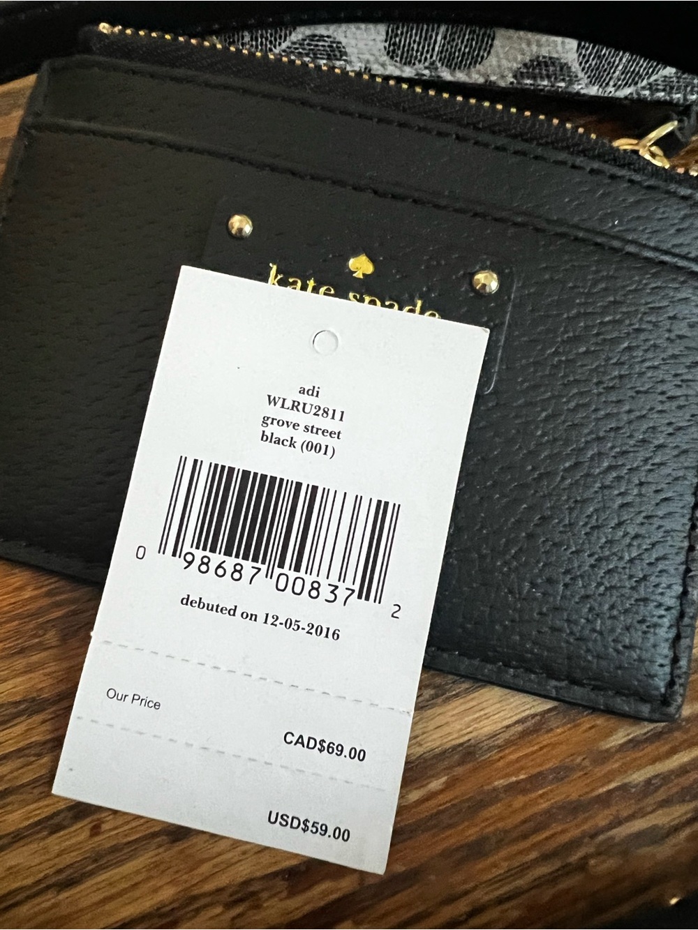 kate spade Black & White small Floral Tote with Black Card Wallet - Picture 5 of 5